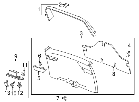 2018 GMC Acadia Cover, Gray, Rear Driver Side Diagram for 23334690