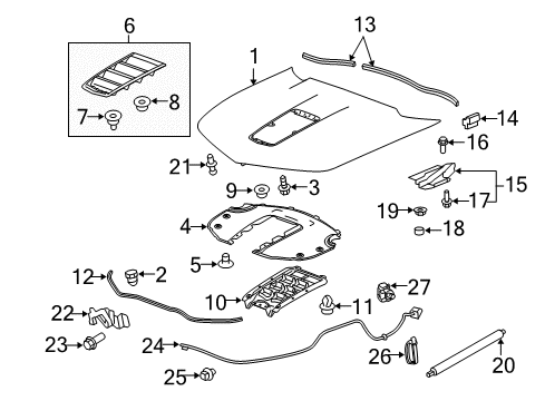 2014 Chevy Camaro Hood & Components Diagram 2 - Thumbnail
