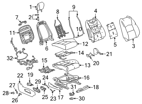 2020 Cadillac XT4 Seat Switch, Front Passenger Side Diagram for 23269438