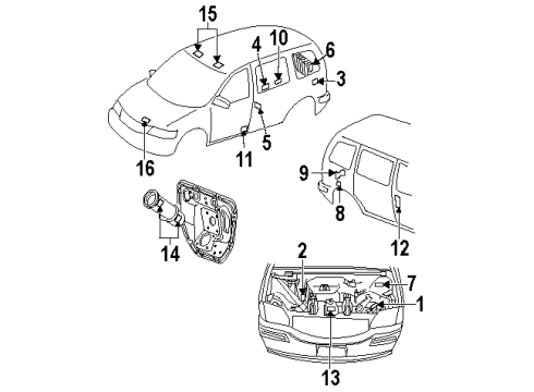 2000 Oldsmobile Silhouette Info Label Diagram for 10312693