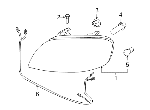 2009 Pontiac G3 Headlamp Components Diagram