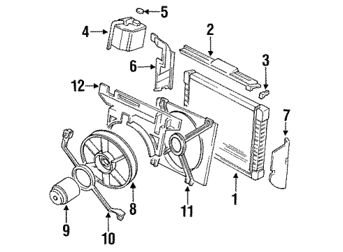 1987 Pontiac Grand Am Fan Motor Mount Bracket Diagram for 22049804