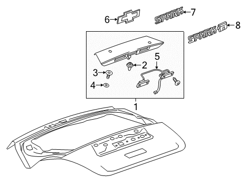 2015 Chevy Spark Handle Molding Diagram for 95205541
