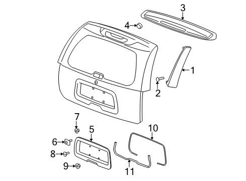 2002 Chevy Trailblazer EXT Side Molding, Driver Side Diagram for 15187928