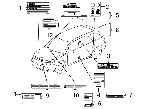 2007 Pontiac Torrent Caution Label Diagram for 15924942