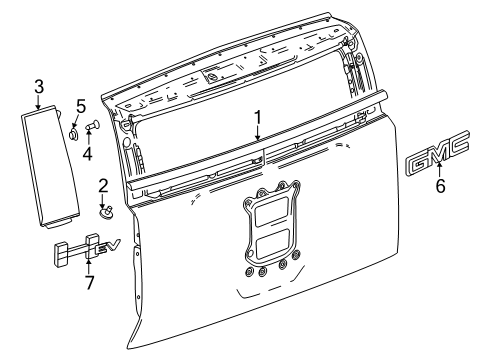 2024 GMC Hummer EV SUV Exterior Trim - Back Door Diagram