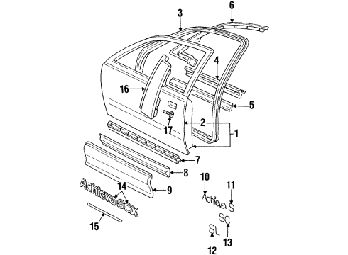 1993 Oldsmobile Achieva Door Weatherstrip, Front Diagram for 22654769