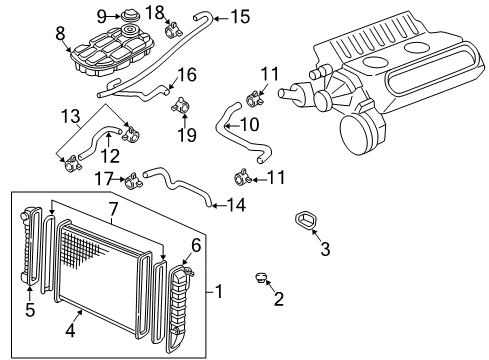 2002 Chevy Corvette Upper Hose Diagram for 10229479