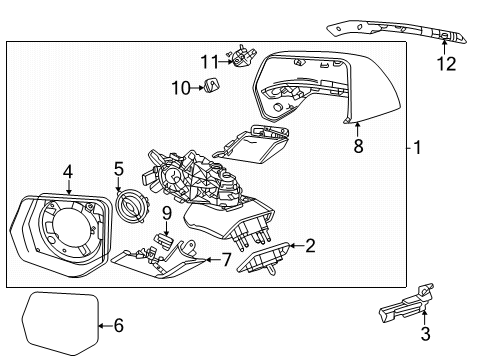 2025 Cadillac ESCALADE IQ Outside Mirrors Diagram