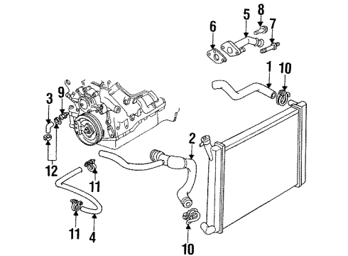 1994 Oldsmobile Achieva Thermostat Outlet Gasket Diagram for 25533243