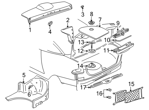2003 Pontiac Sunfire Cargo Net Clip, Upper Diagram for 22640530