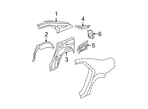 2008 Chevy Malibu Inner Structure - Quarter Panel Diagram 3 - Thumbnail