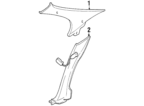 1998 Oldsmobile Intrigue Lower Quarter Trim, Dark Gray, Driver Side Diagram for 10371131