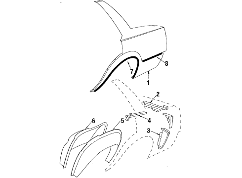 1987 Pontiac Sunbird Quarter Panel & Components Diagram 3 - Thumbnail