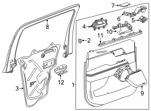 2024 GMC Sierra EV Interior Trim - Rear Door Diagram