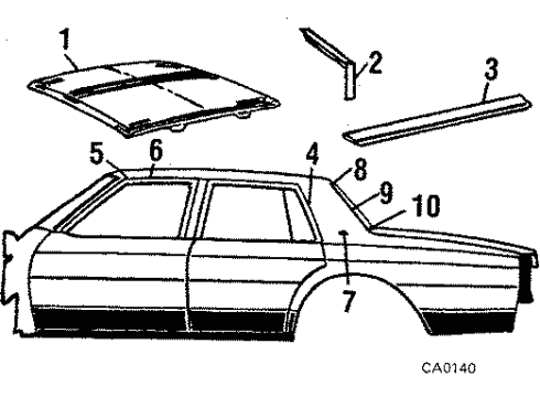 1985 Chevy Impala Roof & Components Diagram