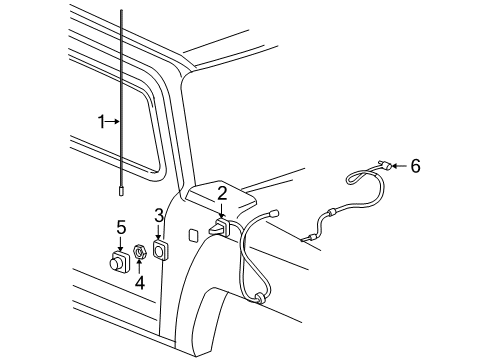 2007 Hummer H3 Antenna Mast Diagram for 15114228