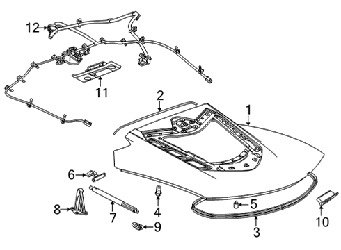 2024 Chevy Corvette Engine Lid & Components Diagram 4 - Thumbnail
