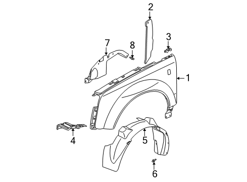 2007 Saturn Vue Fender, Front Driver Side Diagram for 15842336