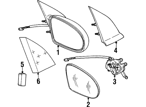 1997 Saturn SC1 Outside Mirrors Diagram