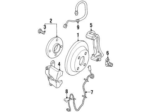 2000 Saturn SC2 Front Brakes Diagram