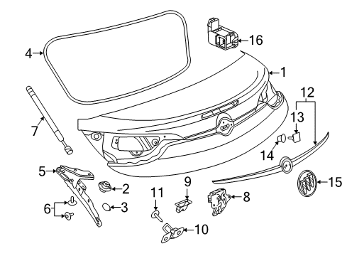 2016 Buick Cascada Tail Lamp Assembly Nut, Front Diagram for 11098671