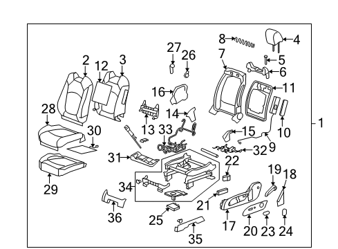 2010 Saturn Outlook Seat Back Frame, Driver Side Diagram for 25941704