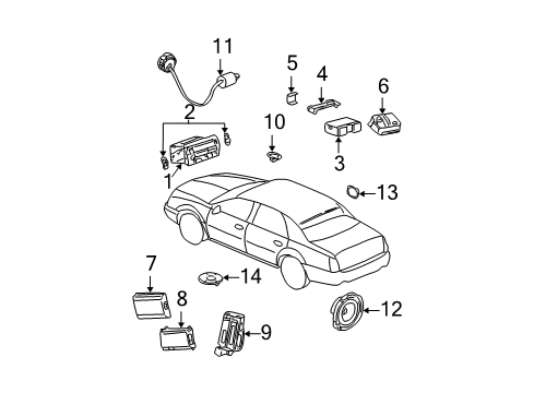 2001 Cadillac DeVille Front Driver Speaker Diagram for 25708241