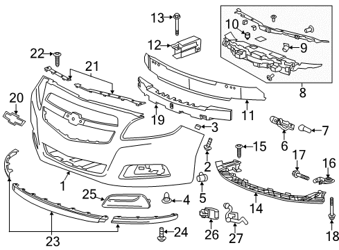 2013 Chevy Malibu Impact Bar Diagram for 13327025