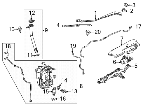 2022 Chevy Trailblazer Wiper & Washer Components Diagram 2 - Thumbnail