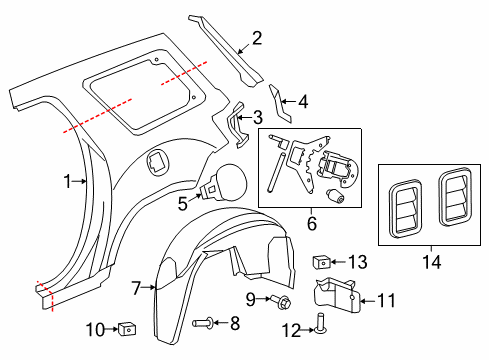 2014 GMC Acadia Wheelhouse Liner, Rear Passenger Side Diagram for 22817687