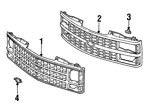 1997 Chevy C2500 Suburban Grille & Components Diagram