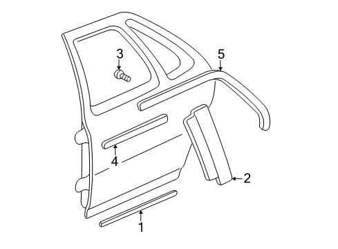 2000 Oldsmobile Alero Exterior Trim - Rear Door Diagram