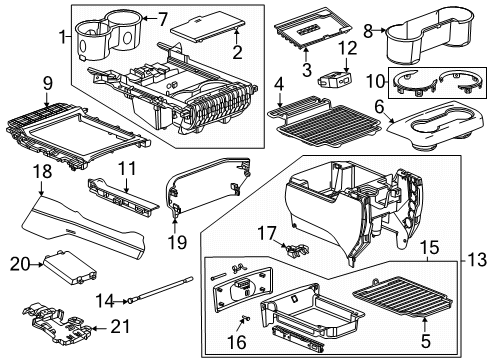 2025 GMC Yukon Applique Assembly-Front Floor Console *Fawn Diagram for 87859366