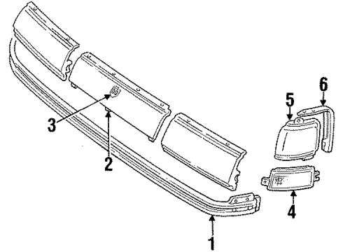 1990 Oldsmobile Toronado Grille & Components Diagram 2 - Thumbnail