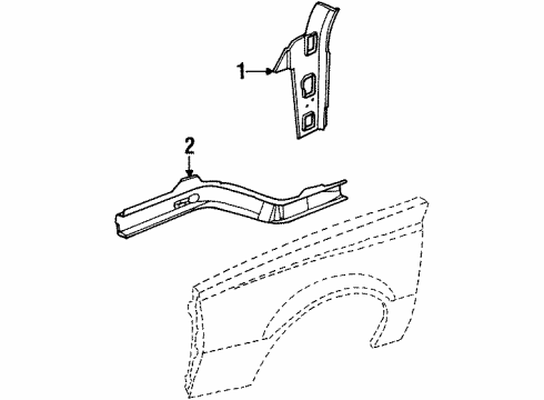 1986 Buick Skyhawk Structural Components & Rails Diagram