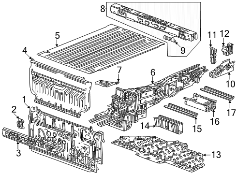 2024 Chevy Silverado EV Pick Up Box Components - Quarter Panel Diagram