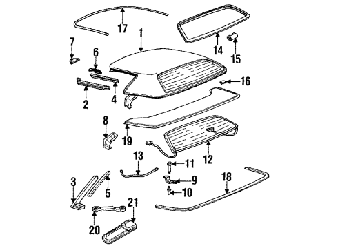 1986 Chevy Corvette Top & Components Diagram