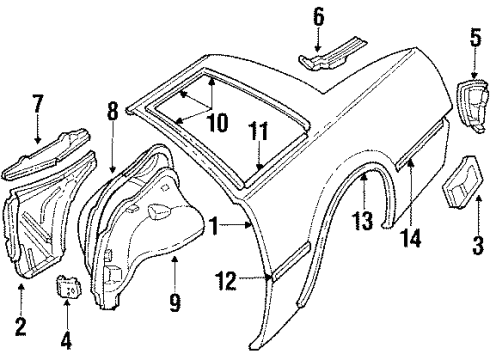 1985 Pontiac J2000 Sunbird Glass, Passenger Side Diagram for 22594564