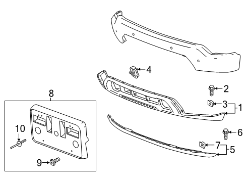 2019 GMC Sierra 1500 Bumper & Components - Front Diagram 3 - Thumbnail