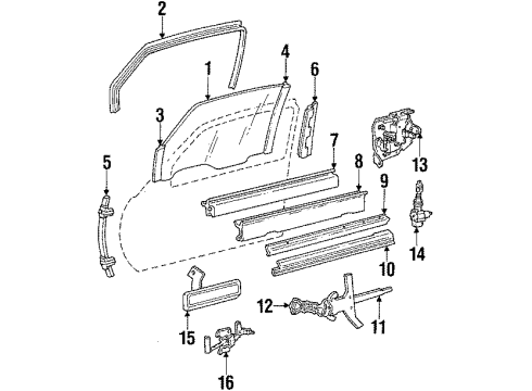 1992 Oldsmobile Toronado Handle, Outside, Passenger Side Diagram for 16624664