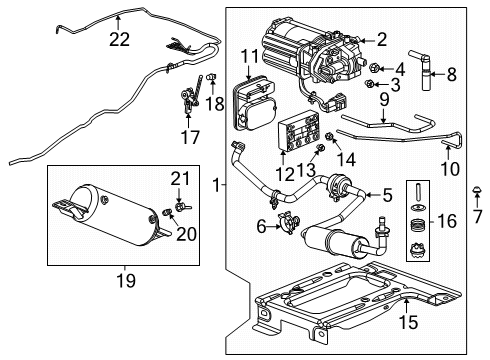 2023 GMC Yukon Bolt, Air Suspension Compressor Mounting Diagram for 11603841