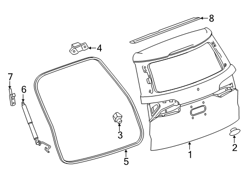 2020 Chevy Traverse Lift Cylinder Bracket, Passenger Side Diagram for 23166666