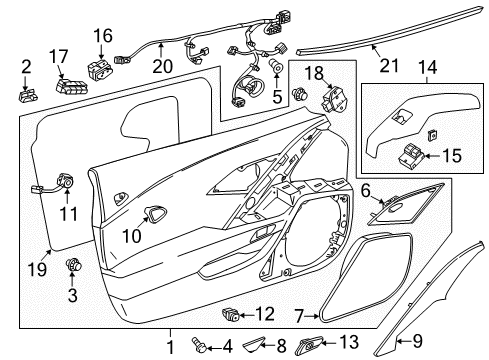 2019 Chevy Corvette Door Trim Panel Screw Diagram for 11570964