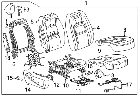 2015 Chevy Colorado Seat Back Cover, Gray, Front Diagram for 23455787