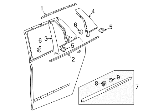 2018 Buick Enclave Exterior Trim - Rear Door Diagram