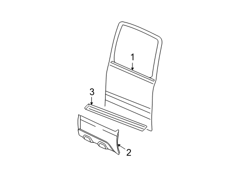 2003 Chevy Avalanche 2500 Exterior Trim - Rear Door Diagram