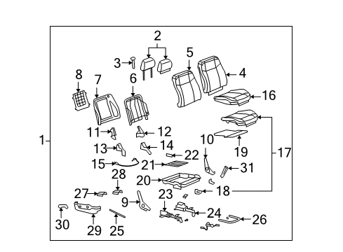2010 Hummer H3T Passenger Seat Components Diagram 2 - Thumbnail