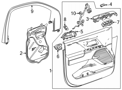 2024 Chevy Silverado EV Interior Trim - Front Door Diagram