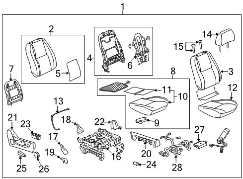 2013 Cadillac Escalade Recline Handle, Driver Side Diagram for 15232594